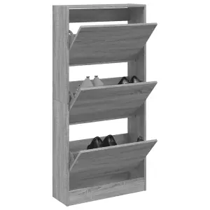 Berkfield Shoe Cabinet Grey Sonoma 60x21x125.5 cm Engineered Wood