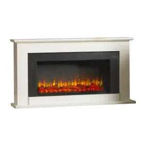 Suncrest Georgia White MDF & stainless steel Freestanding Electric fire suite