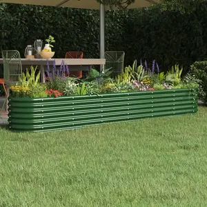 Berkfield Garden Planter Powder-coated Steel 260x40x36 cm Green