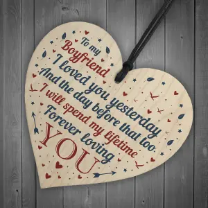 Red Ocean Novelty Valentines Birthday Gifts For Boyfriend Gifts For Him Handmade Wooden Heart Sign Decorations Keepsake