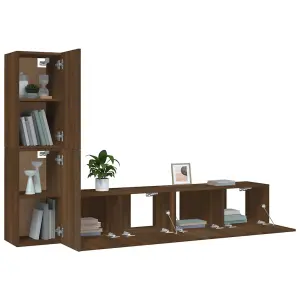 Berkfield 4 Piece TV Cabinet Set Brown Oak Engineered Wood