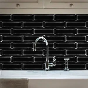 (5 Mosaic Sheets in Pack) Niche Tiles Industria4.0 Metal Black Nickel 30.5cm x 30.5cm. Beveled Brick Handmade Mosaic Wall Tile