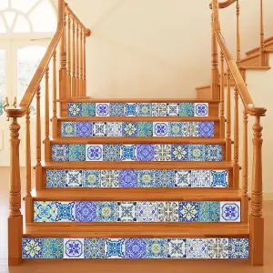 24 Pieces 15x15cm Mediterranean Sky Classic Blue Mosaic Tile Stickers