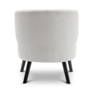 Boucle Teddy Fabric Accent Chair in White