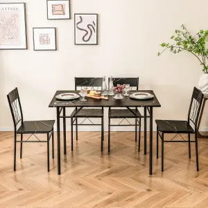 COSTWAY Set of 5 Dining Table Chairs Set 110 x 70 cm Rectangular Kitchen Table for 4