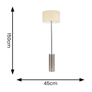 ValueLights Lexy Brushed Chrome Rotary Dimmer Switch Floor Lamp with Natural Drum Shade