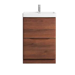 Eden 600mm Floorstanding Vanity Unit in Redwood & Resin Basin