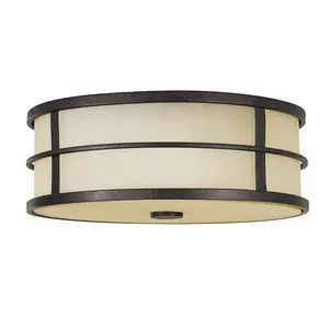 Elstead Fusion 3 Light Flush Mount Ceiling Light Bronze, E27