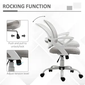 Vinsetto Mesh Office Chair Swivel Desk Task Computer Chair with  Lumbar Back Support, Adjustable Height, Arm for Home, Grey