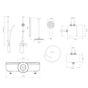 Aqualisa Smart Link Retrofit Chrome effect Ceiling fed High or low pressure Digital Exposed valve Adjustable HP/Combi Shower