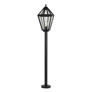 GoodHome Lantern Black Mains-powered 1 lamp Outdoor 6 faces Post light (H)1200mm