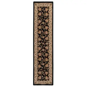 Gold Black Classical Oriental Floral Area Rug 200cm x 290cm