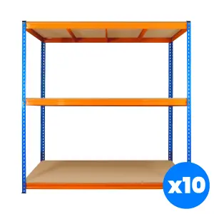 10 Bays of 3 Tier ULTRA HEAVY DUTY Storage Racking 1800h x 1800w x 600d mm 350kg