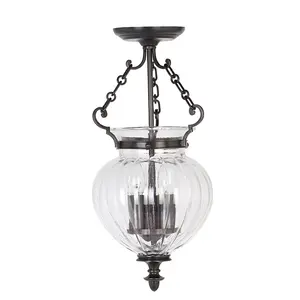 Elstead Finsbury Park 3 Light Small Ceiling Lantern Pendant Old Bronze, E14