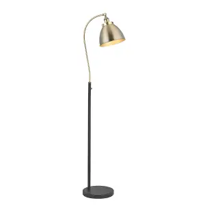 Luminosa Franklin Task Floor Lamp, Antique Brass Plate, Matt Black Paint