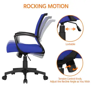 Yaheetech Ergonomic Mesh Office Chair with Mid-Back 360 Degree Rolling Casters Height Adjustable - Blue