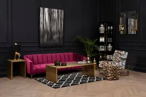 Interiors by Premier Bella 3 Seat Wine Velvet Sofa