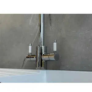 Reginox Genesis Chrome 360 Degree Dual Lever Kitchen Tap With White Handles