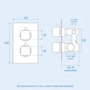 Nes Home 2 Dial 2 Way Square Concealed Thermostatic Shower Mixer,Head & Handset set