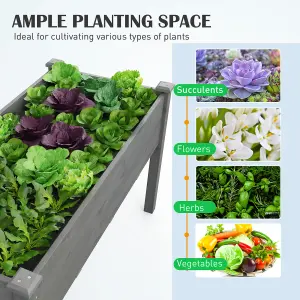 Costway Raised Garden Bed Wooden Herb Growing Planter Vegetable Flower Elevated Plant Container w/ Drainage Holes