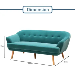 Loveseat Sofa, Velvet Modern Upholstered Sofa, Accent Armchair Couch with Soft Cushion, Wood Frame - Green