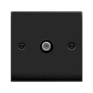 Matt Black Satellite Socket 1 Gang - Black Trim - SE Home