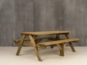 Fortem Rounded Pub Style Picnic Table Benches Set (8ft, Rustic brown)