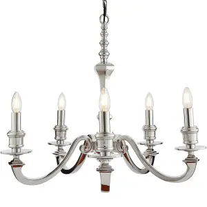 5 Light Chandelier Pendant POLISHED ALUMINIUM Ceiling Hanging Candelabra Lamp