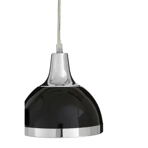 Interiors by Premier Jasper Black Shade and Chrome Pendant Light