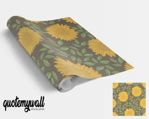 QuoteMyWall Sunflower Pattern Vinyl Sticker Wrap For Furniture & Kitchen Worktops