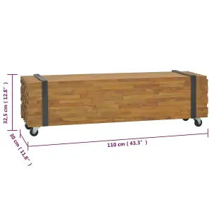 Berkfield TV Stand 110x30x32.5 cm Solid Teak Wood