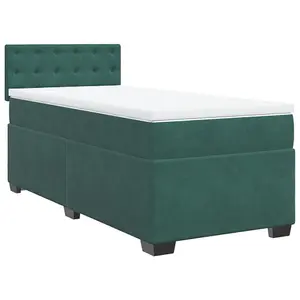 Berkfield Box Spring Bed with Mattress Dark Green 90x190 cm Velvet