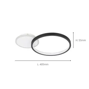 EGLO Gafares LED Black/White Flush Ceiling Light