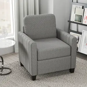 HOMCOM Modern Accent Chair with Spring Cushion, Back Pillow, Grey