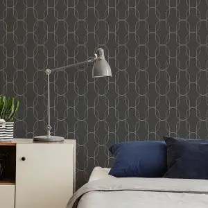 Superfresco Eternity Geometric Black/Gold Wallpaper