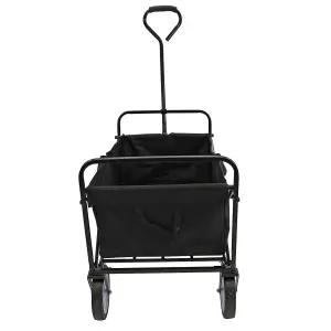 Black Festival Wagon Garden Cart Trolley Folding Multi-Purpose Big Wheels Holds 70kg