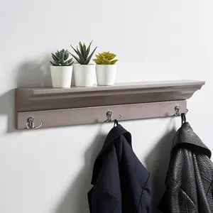 Makhzane Irregular Floating Shelf with Hooks Grey