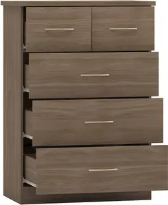 Nevada 3+2 Drawer Chest Rustic Oak Effect 5 Drawers