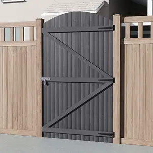 Outdoor Grey Arch Top Garden Wooden Gate Fence Door 105cm W