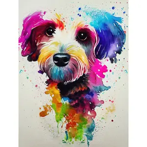 Ink Splatter Cockapoo Dog Watercolour - Print White Framed Paper / 40.5cm H x 30.5cm W x 0.2cm D