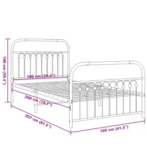 Berkfield Metal Bed Frame without Mattress with Footboard Black 100x200cm