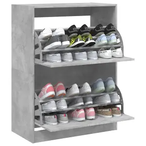 Berkfield Shoe Cabinet with 2 Flip-Drawers Concrete Grey 80x42x108 cm