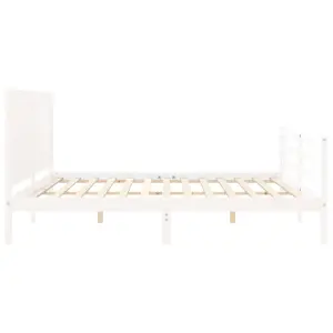 Berkfield Bed Frame with Headboard White 200x200 cm Solid Wood