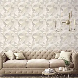 Galerie Geometrix Beige Grey Silk Screen Geometric Smooth Wallpaper