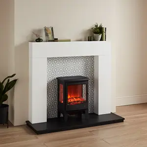 Focal Point Wichita White & black MDF Fireplace surround set