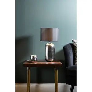 Interiors by Premier Regents Park Chrome Finish Ceramic Base Table Lamp