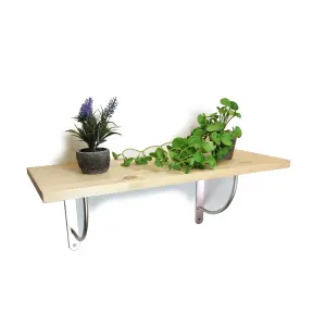 Solid Pine Rustical Shelf Primed with LUK02 Bracket 25x60cm