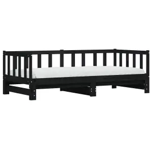 Berkfield Day Bed with Trundle Black 90x200 cm Solid Wood Pine