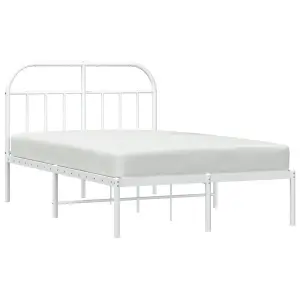 Berkfield Metal Bed Frame with Headboard White 120x190 cm