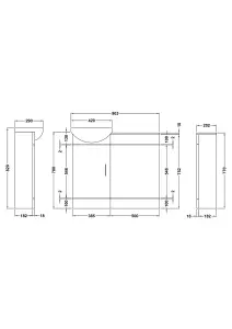 Cloakroom Furniture Pack - Includes Cabinet, Basin, WC Unit, Cistern, Back to Wall Toilet Pan and Soft Close Seat - Gloss White